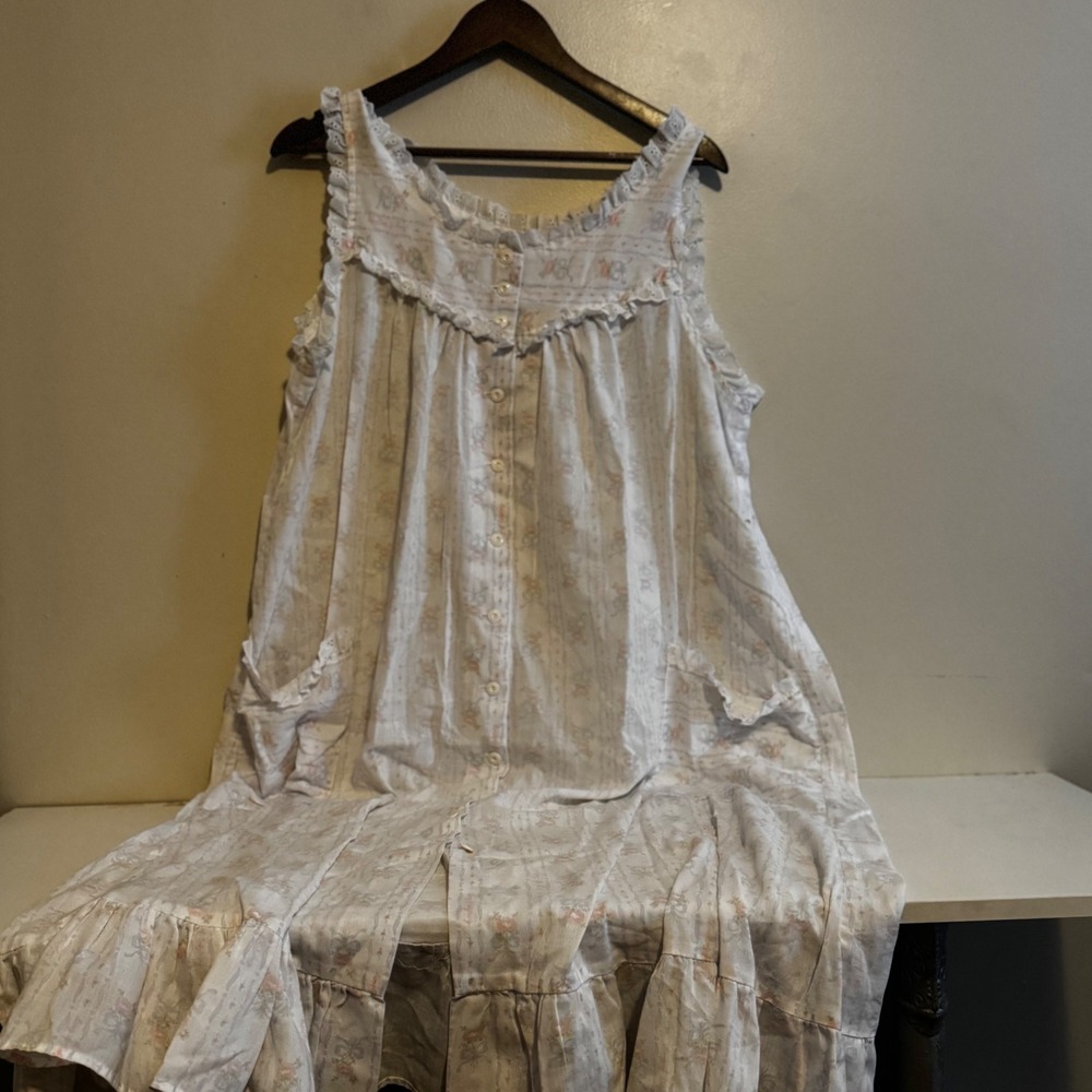 VTG Lanz of Salzburg Women's S Nightgown White Floral Lace Coquette Cottagecore